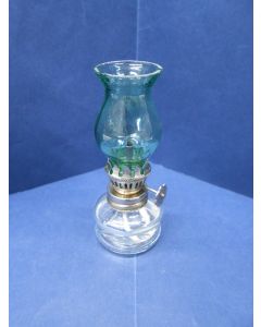 Mini Olielampje, Tafellampje, glas, groen lampglas