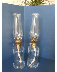 Tafellamp, olielamp, glas, 2 stuks